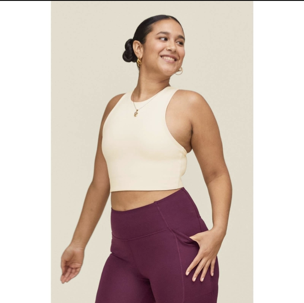Girlfriend Collective Ivory White Dylan Tank Sports Bra - Picture 2 of 5